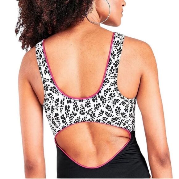 NIKE Swim Party Dots Cutout One Piece Bikini Swimsuit White Women's Size Large - Picture 6 of 11